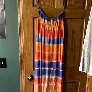 Gianni Bini Orange and Purple Strapless Maxi Dress